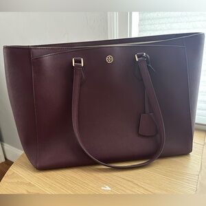 Tory Burch Robinson Saffiano Burgundy large tote